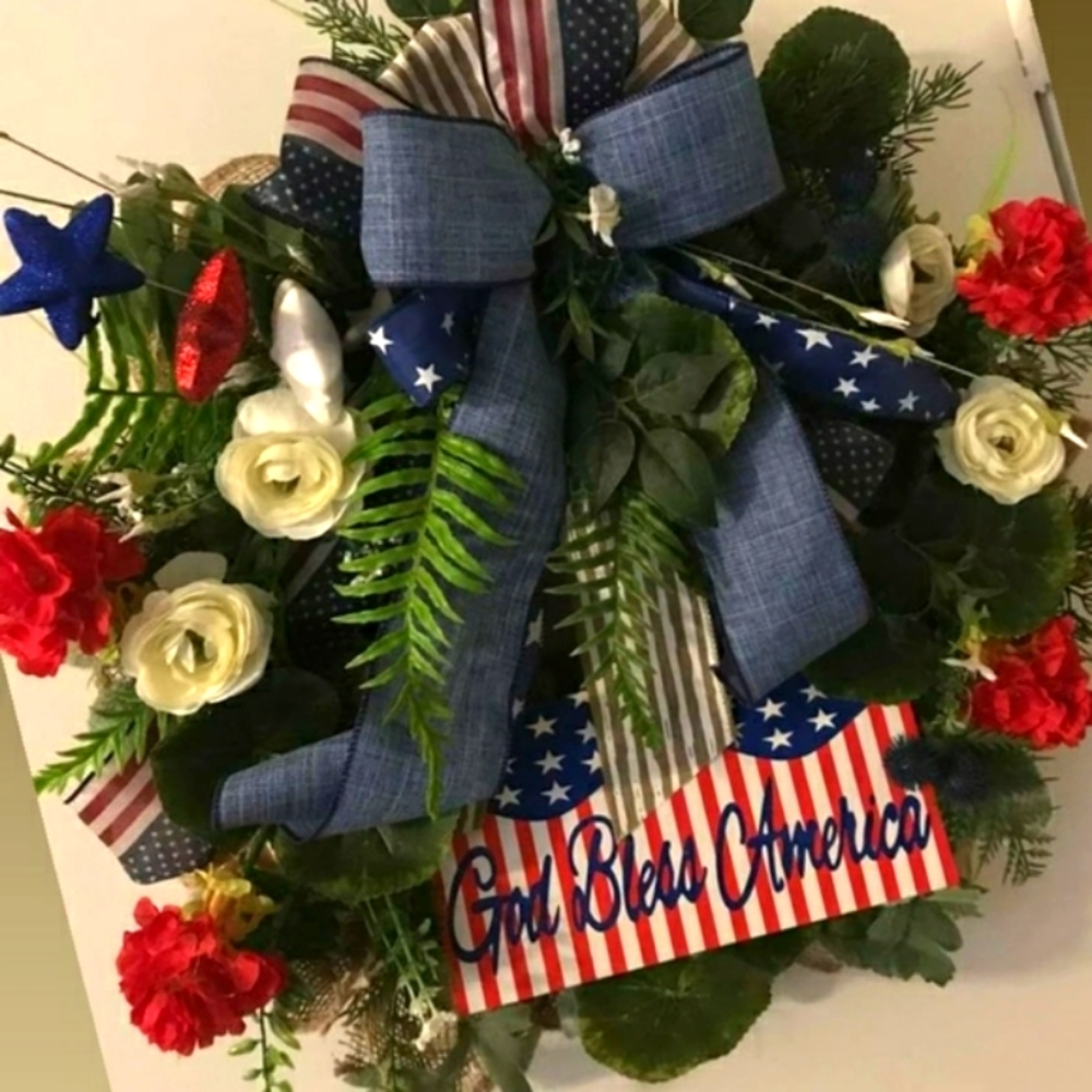 Backyard BBQ Summer Rustic Multi-Wreath  God Bless Amer CUSTOM 🇺🇸 FINAL S…